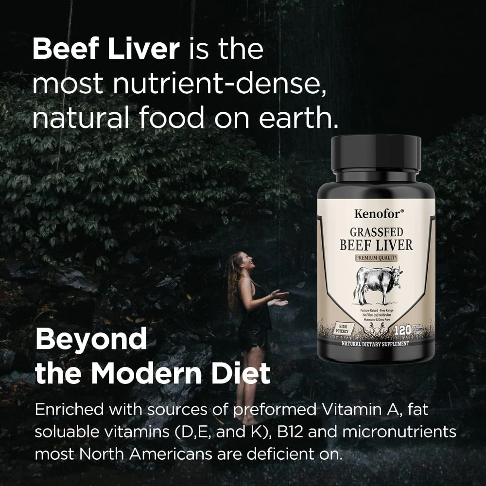Grass-Fed Beef Liver Capsules per Serving - Freeze-Dried Whole Food Supplement, Energy Immunity Support & Overall Vitality