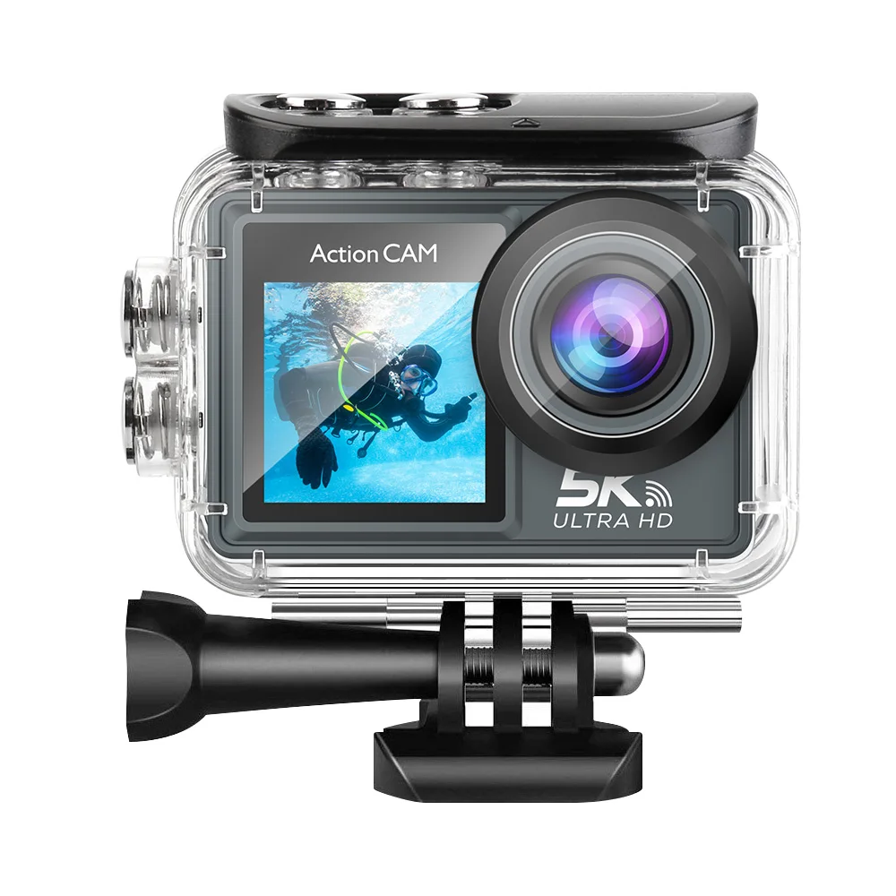 

5K 30FPS Action Camera 4K 60FPS Dual Screen 170° Wide Angle 30M Waterproof Sport Camera with Remote Control Bicycle Diving Cam