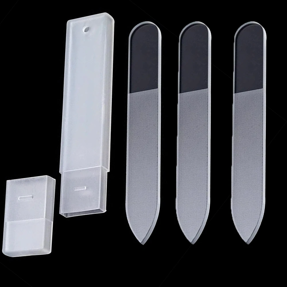 1/3 قطعة/المجموعة المحمولة نانو الزجاج المهنية ملفات الأظافر فائقة غرامة شفافة ملف الأظافر سهلة لطحن ملف مانيكير مع صندوق