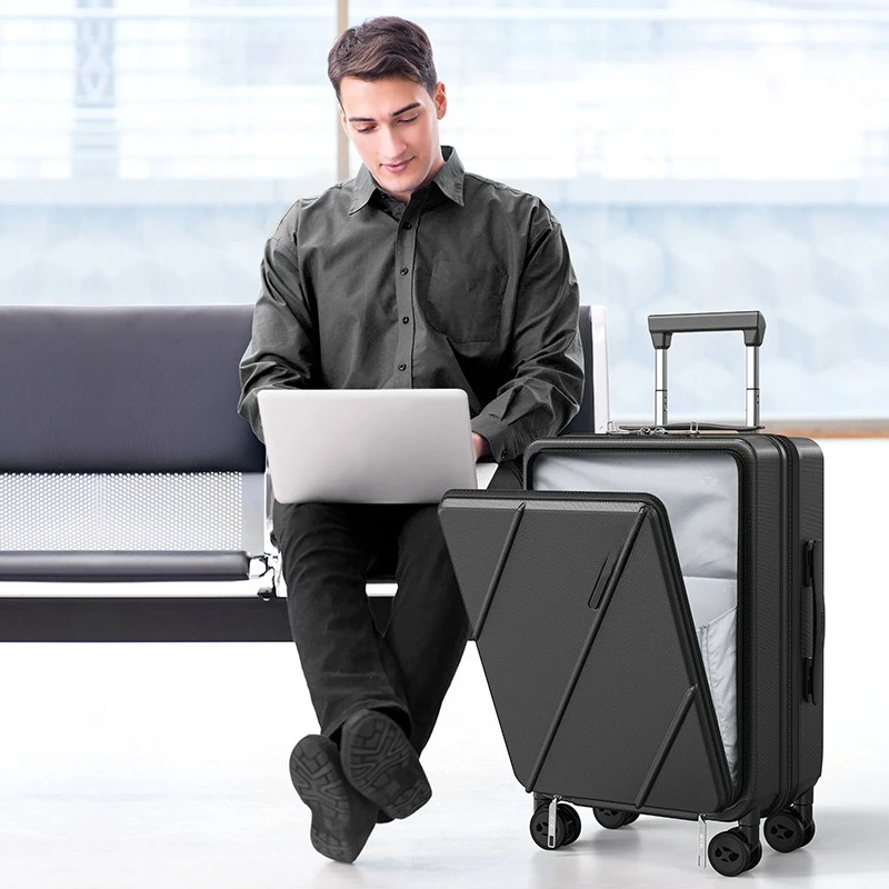 

Business multi-function front open lid luggage large capacity universal silent wheel password box travel PC pull bar box