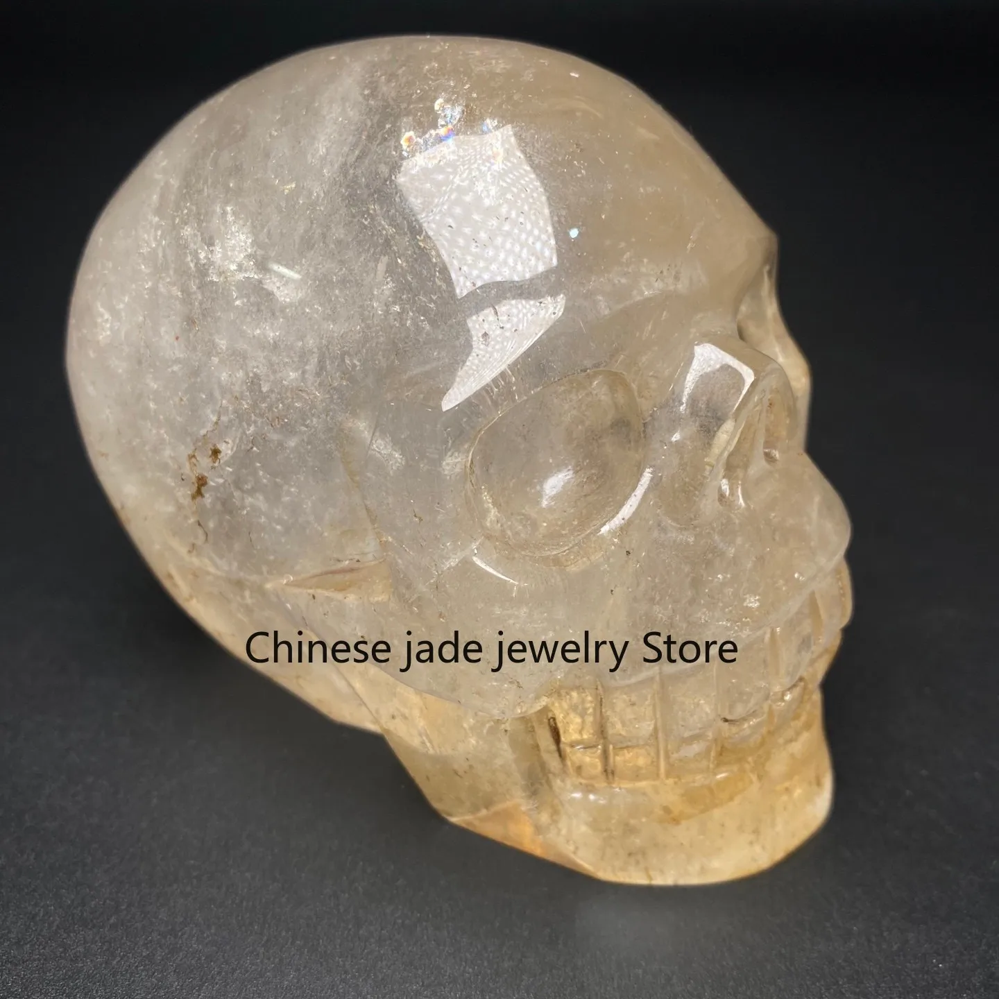 Natural Crystal Carved Quartz Skull Statue Reiki Healing Random G791