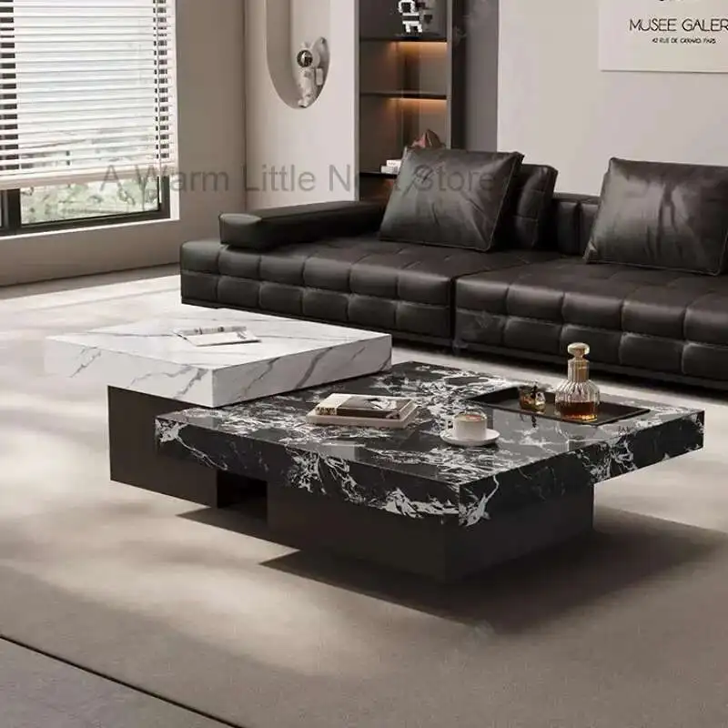 

Italian Minimalist Coffee Table Modern Minimalist Living Room Marble Luxury Chinese Side Table Mesa Centro Home Furniture