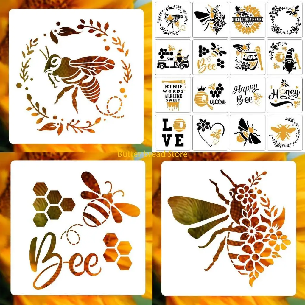 

W89C 16PCS/Pack Flower Painting Stencils PET Templates 6''x 6'' Large Templates Xmas New Year Decoration Supplies