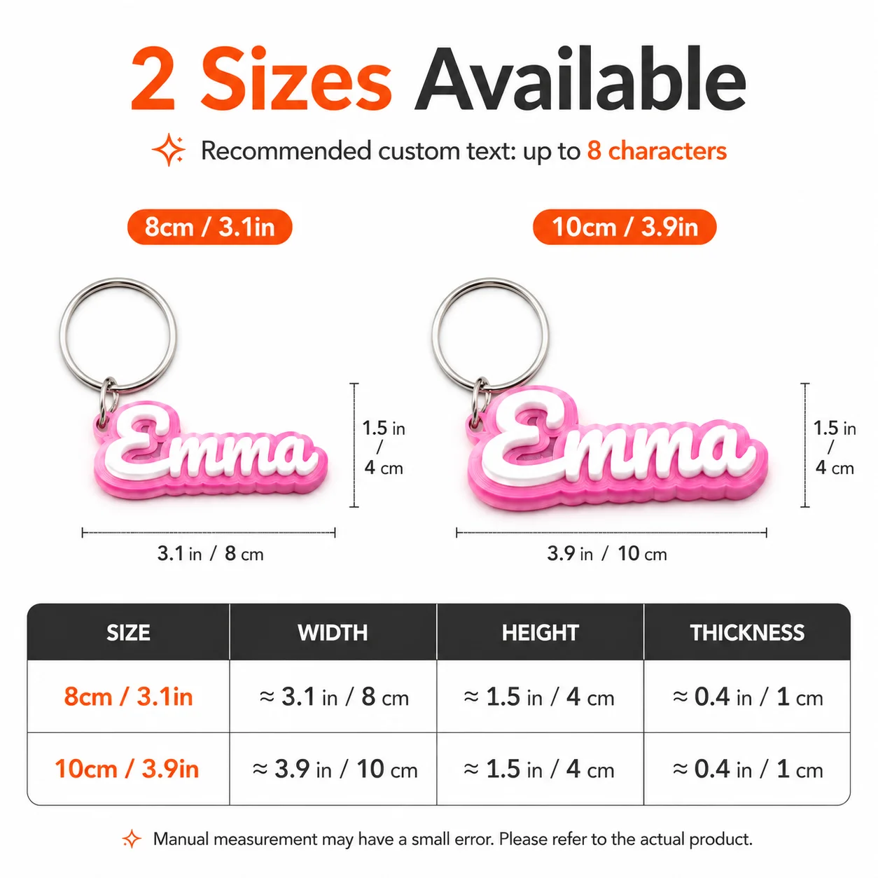 8/10cm Custom Name Acrylic Keychain 3D Flat Personalized Candy Colors Nameplate Keyring Children/Family Memeber ID Tag Bag Tags