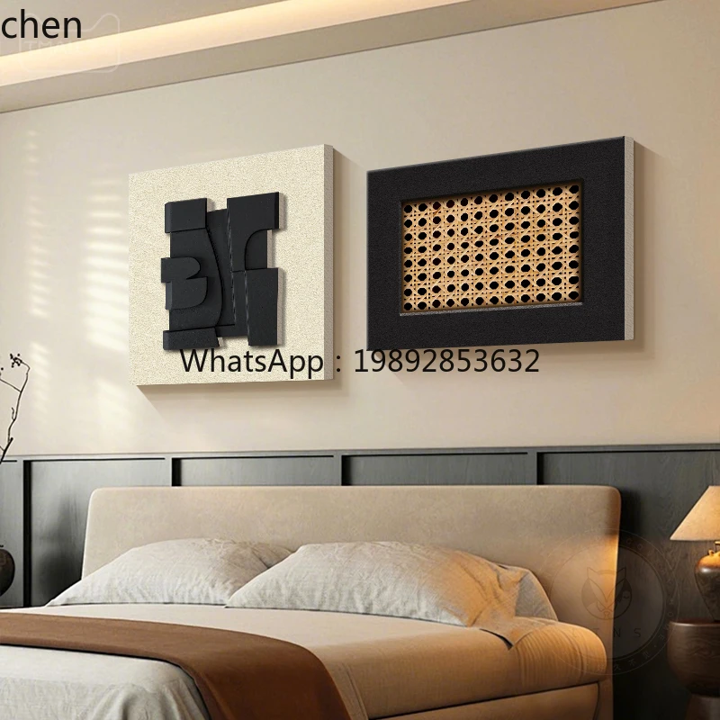 Bedroom Headboard Decorative Painting Abstract Retro High-end Feel Three-dimensional Sandstone Hanging