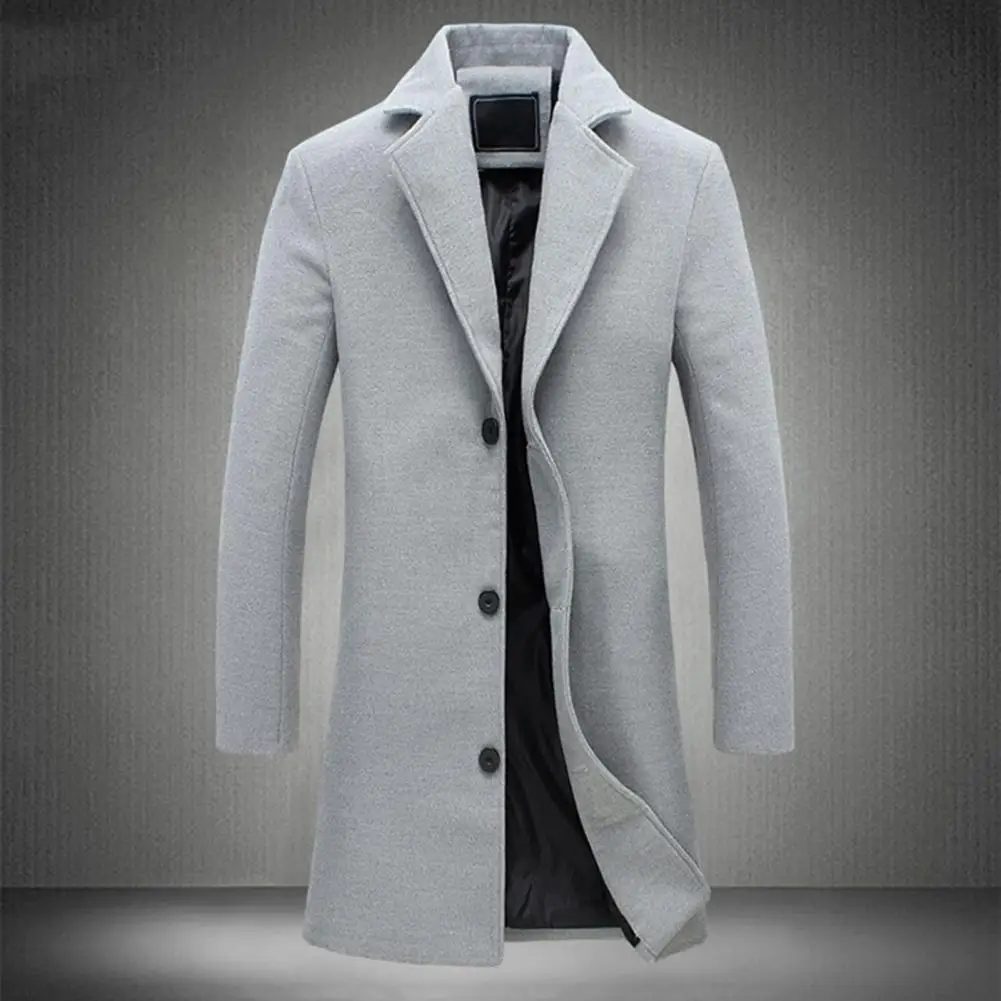 Men Slim Fit Trench Coat Single Breasted Long Men Woolen Coat 2024 Upgraded Woolen Men Coat Autumn Winter Thickened Windbreaker