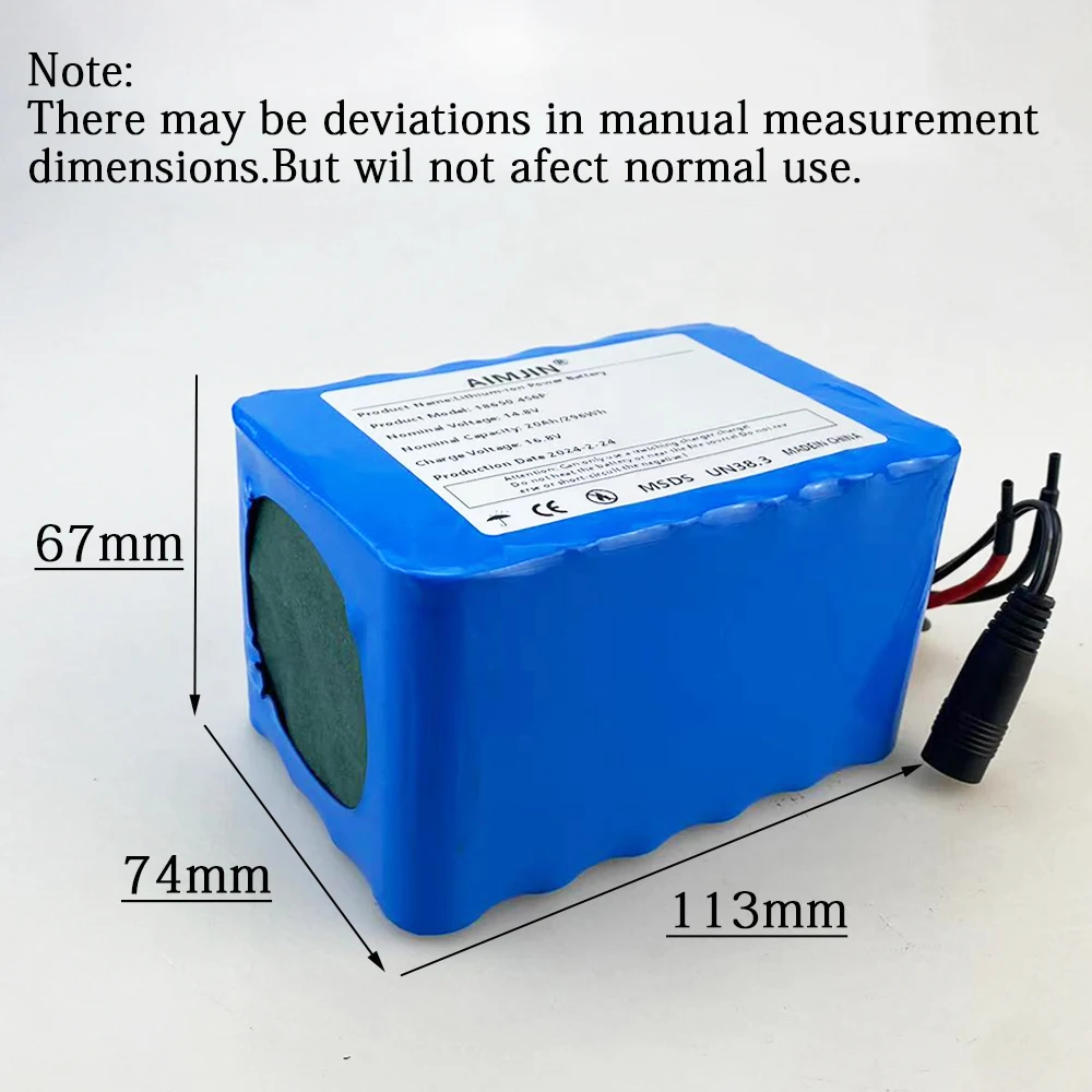 18650 4S6P 14.8V 20Ah Li-Ion Battery Pack Built-in BMS For Night Fishing Lamp Heater Miner's Amplifier Battery Replacement