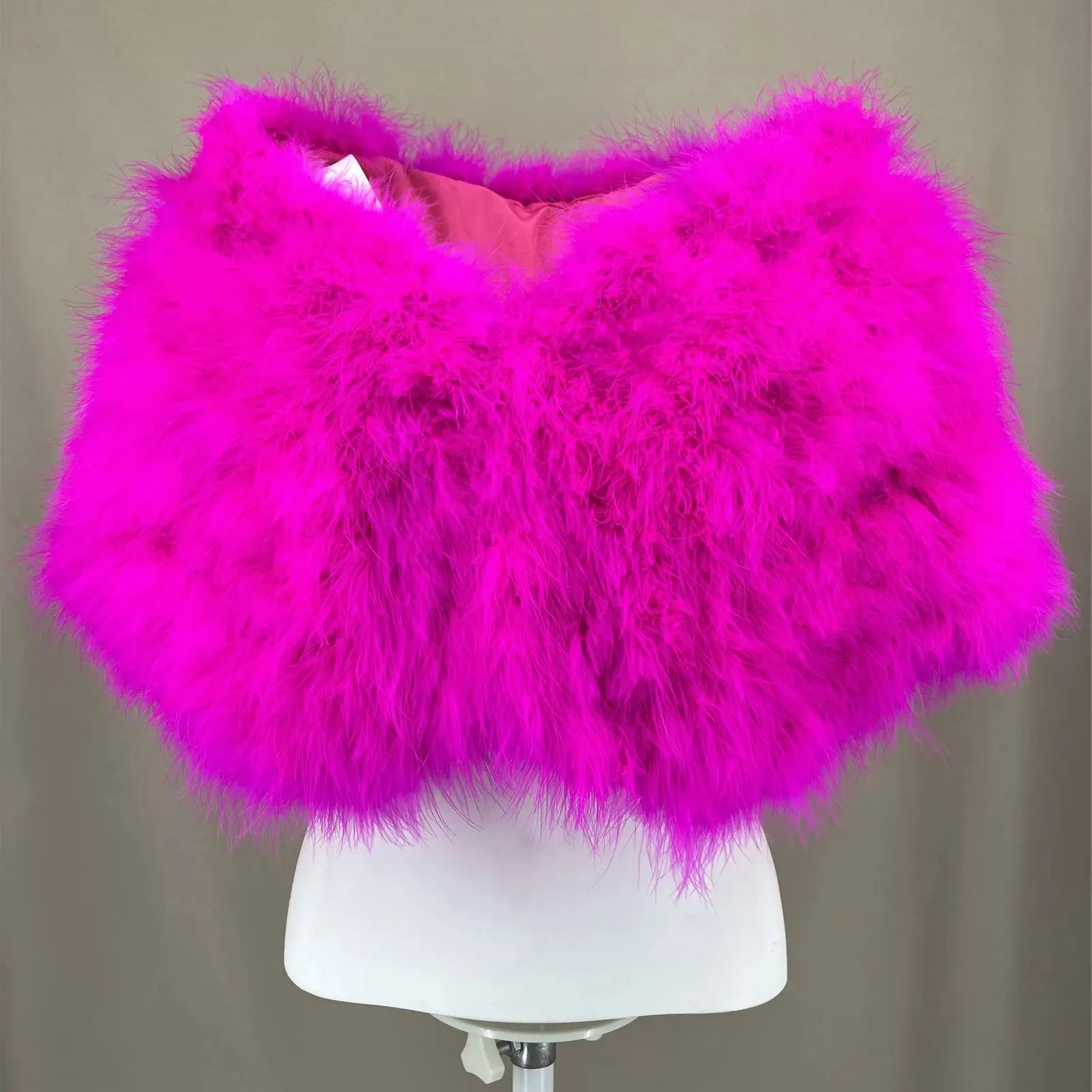 Real Turkey Feather Shawl For Party Fur Wrap Furry Fluffy 2024 peach fuzz Dopamine Bubblegum Color Scarves B230844   210939