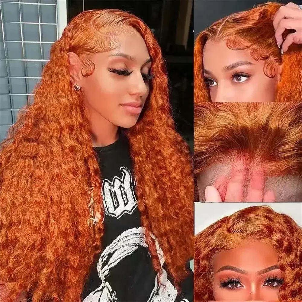 

Soft Orange Kinky Curly 26Inch Long Lace Front Wig For Women Synthetic With Baby Hair Synthetic Preplucked Glueless Daily