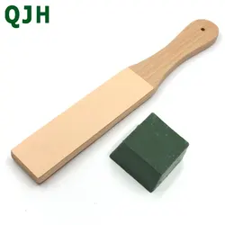 DIY Leather Knife Sharpener, Handmade Wooden Sharpening Strop Tool, Fine Grinding Polishing Board, Polishing Wax Leather Paste