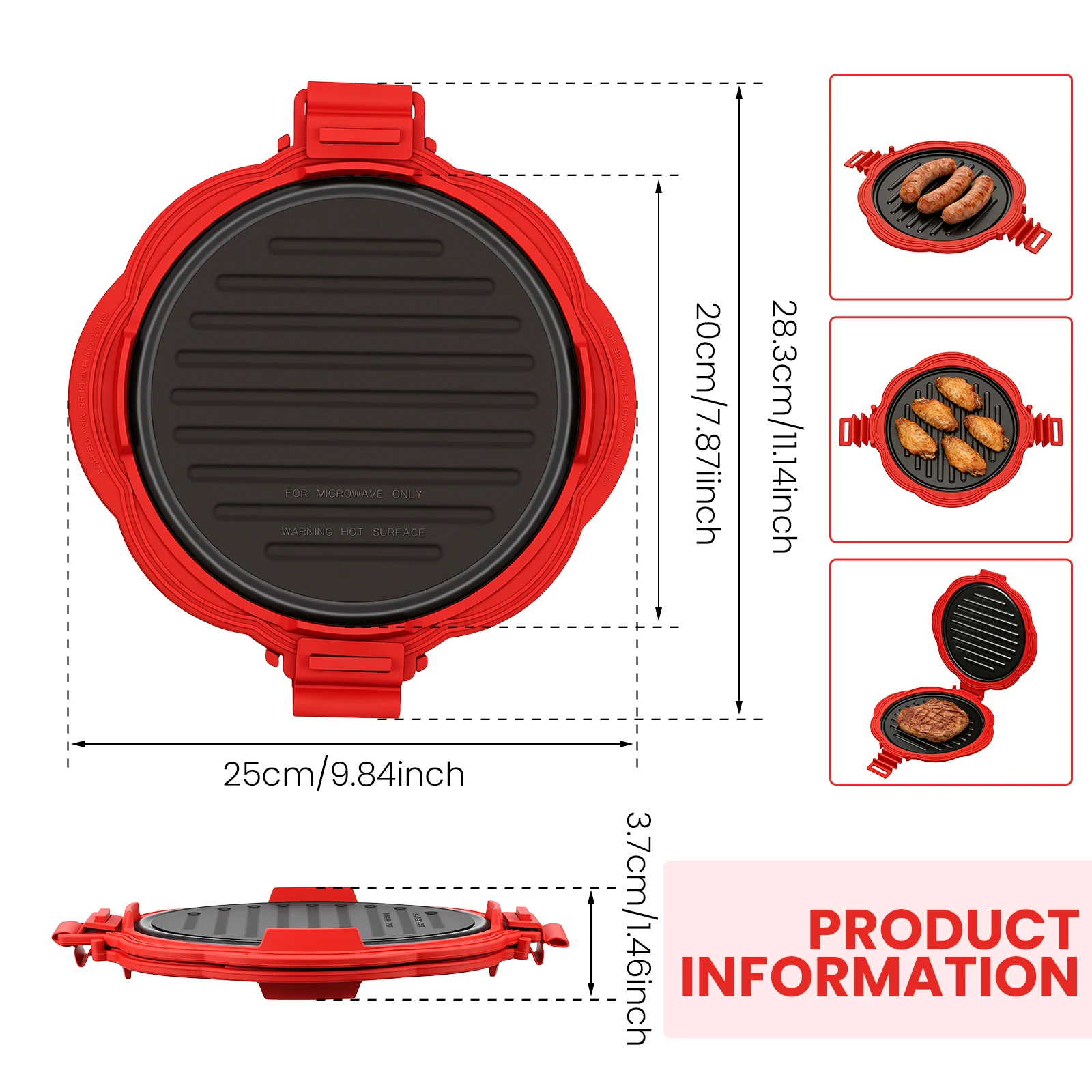 Microwave Baking Tray Nonstick Coating Microwave Grill Pan with Silicone Anti Scald Sleeve Microwave Sandwich Toaster forKitchen view 2