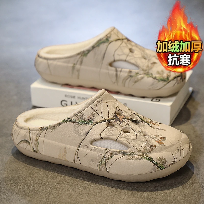 Zuecos de invierno, zapatillas con forro polar, medias zapatillas para hombres y mujeres, pareja de piel, mocasines con espalda abierta para interiores, zapatos informales, sandalias deslizantes de felpa