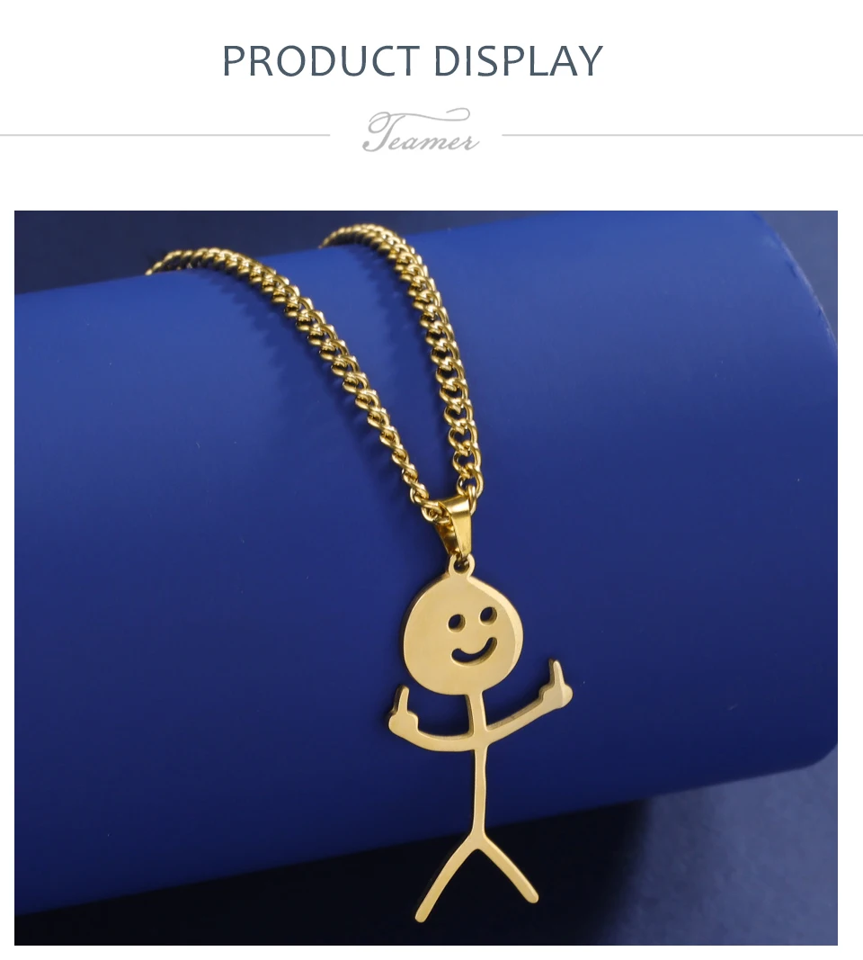 Teamer Hip Hop Mittelfinger Stickman Halskette Rock Punk Lustige Doodle Anhänger Halskette für Frauen Männer Trend Schmuck Geschenk – Detail 8