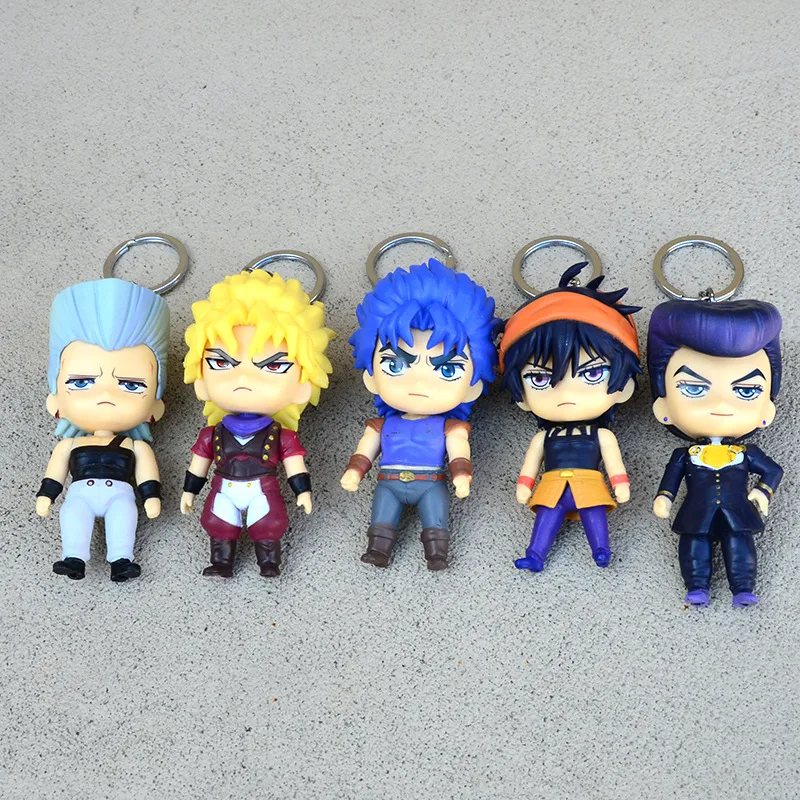 JoJos Bizarre Adventure Figure Keychain Random 1PC Jojo Dio Polnareff Narancia Bag Pendant PVC Car Keyring Ornament Collectible