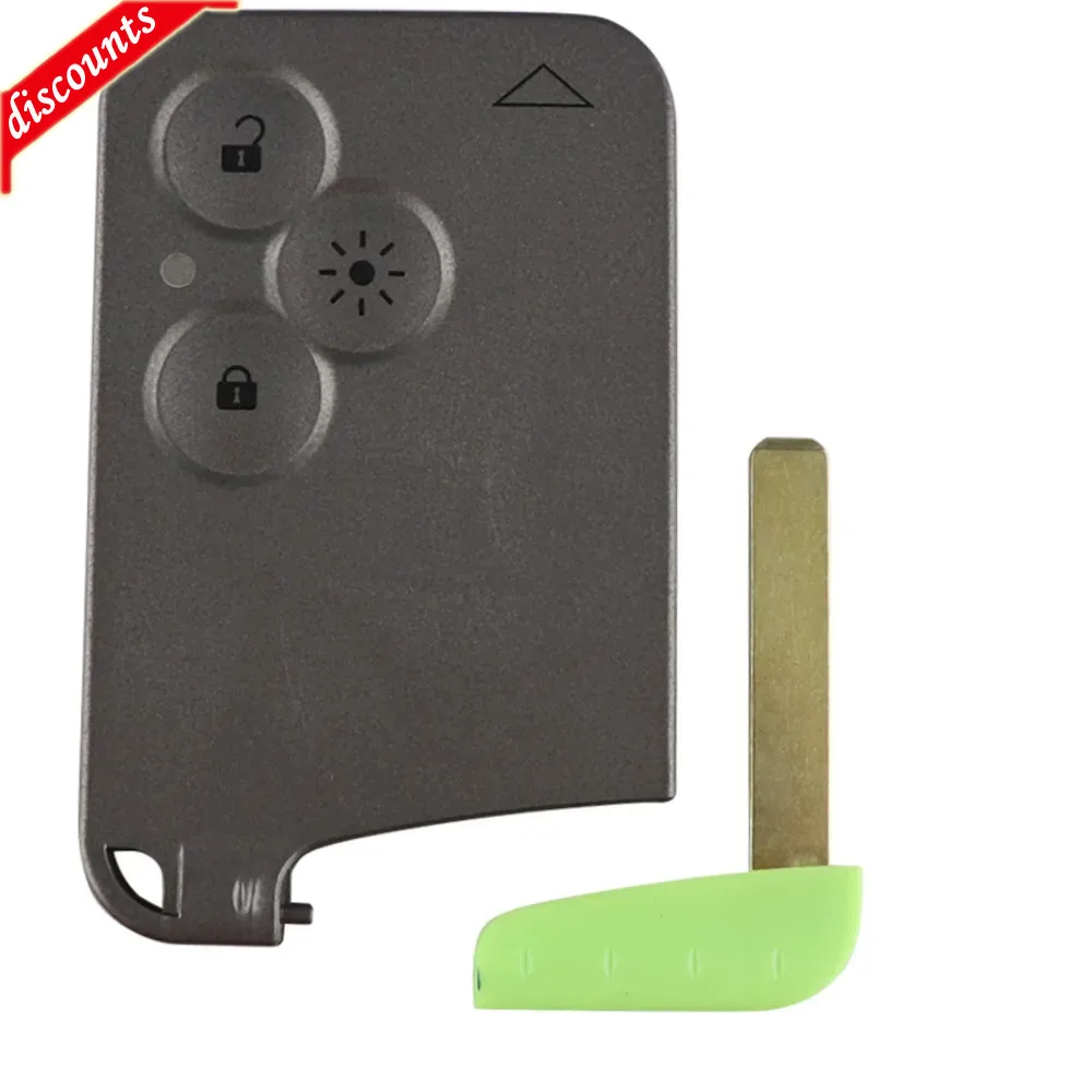 3-button Remote Control Key Card Case Fob Cover Inserted Into Small Key Blade Smart Card For Renolaguna Espace Replacement