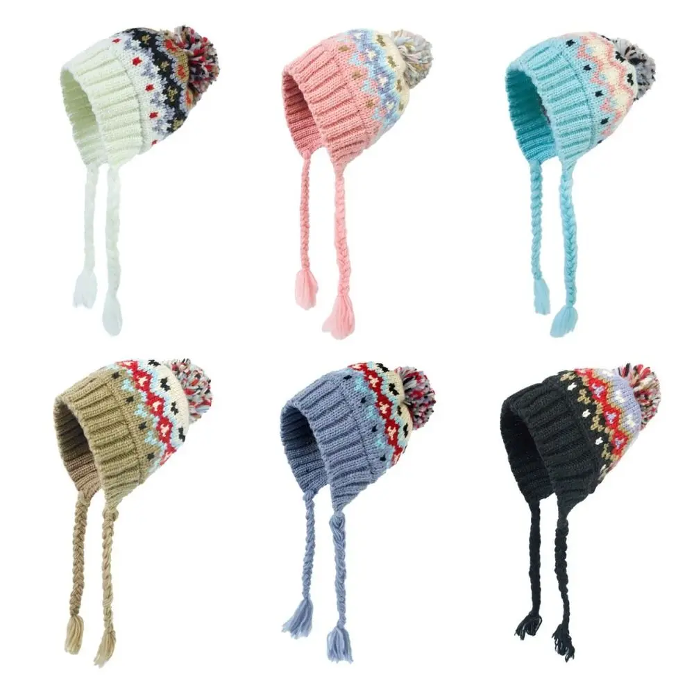 Fashion Autumn Winter Children Knitted Hat Windproof Warm Boys Girls Beanie Cap All-match Thick Ear Protection Hats Gifts