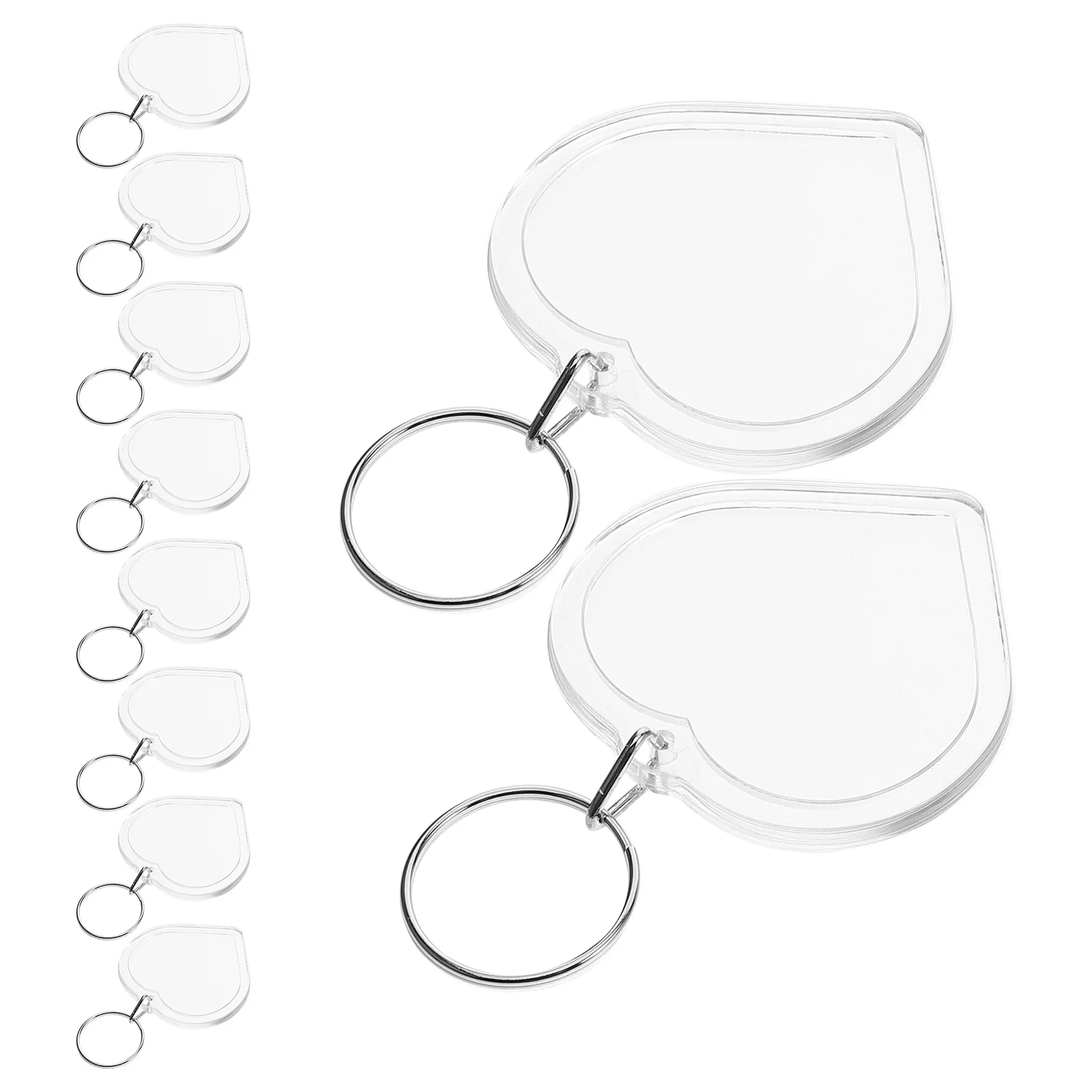 

10Pcs DIY Acrylic Heart Keychains Blank Photo Holders Clear Creative Keyring Valentines Day Accessories Picture Photo Keyrings
