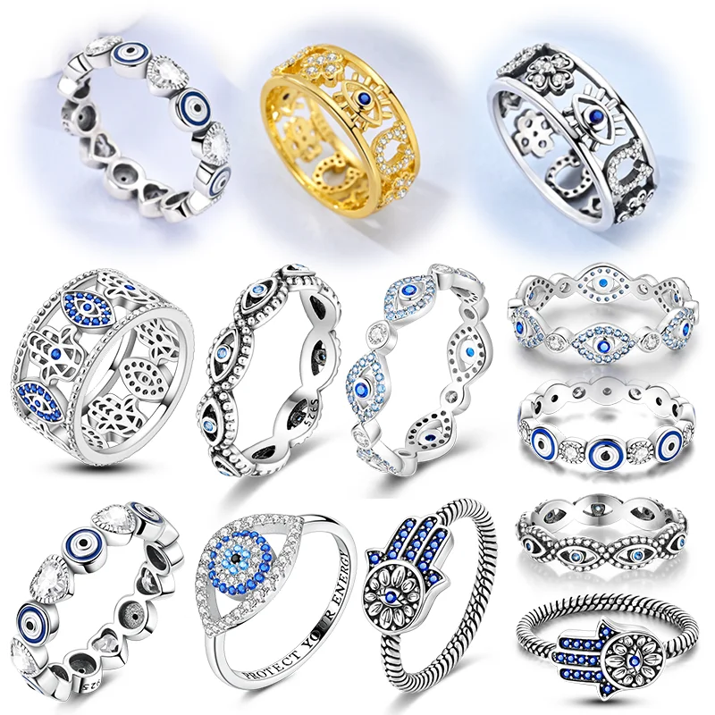 Original 925 Sterling Silver Closed Rings Surrounding Eye Series Classic Design Ring For Women High Quality Ladies Jewelry