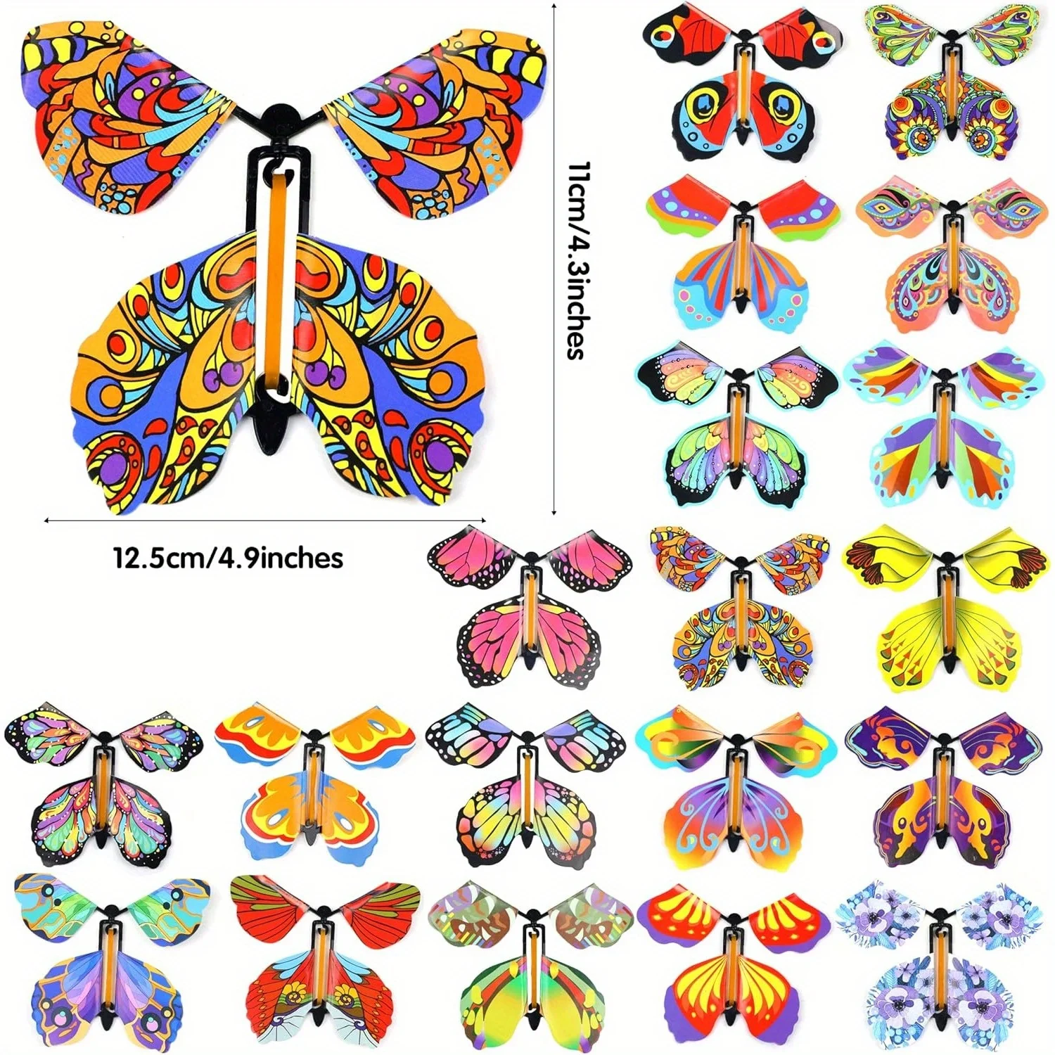 Magic Wind Up Flying Butterfly Elastico Alimentato Fata magica Giocattoli volanti Segnalibro Biglietto d'auguri Regalo a sorpresa Bomboniere