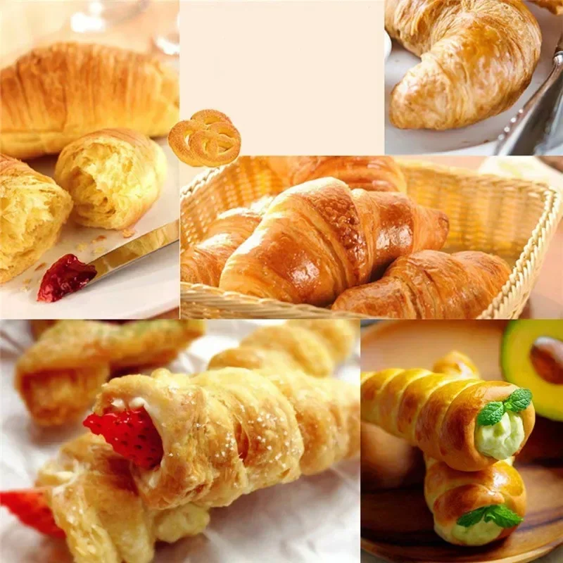 Molde de cuerno de crema cónico espiral Croissant pastelería, herramienta para hornear de cocina