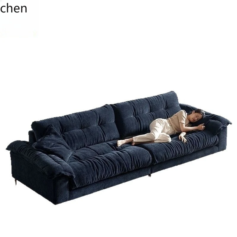 ZML Large and Small Apartment Living Room High-End Simple Detachable Washable Straight-Row Cotton Linen Fabric Sofa
