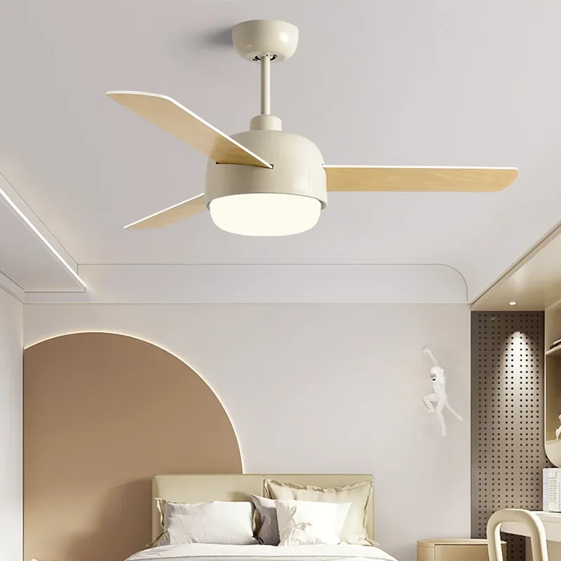 New Nordic Fan Light Minimalist Restaurant Living Room Bedroom Macaron Children's  Ceiling Fan Lamp With Remote Control