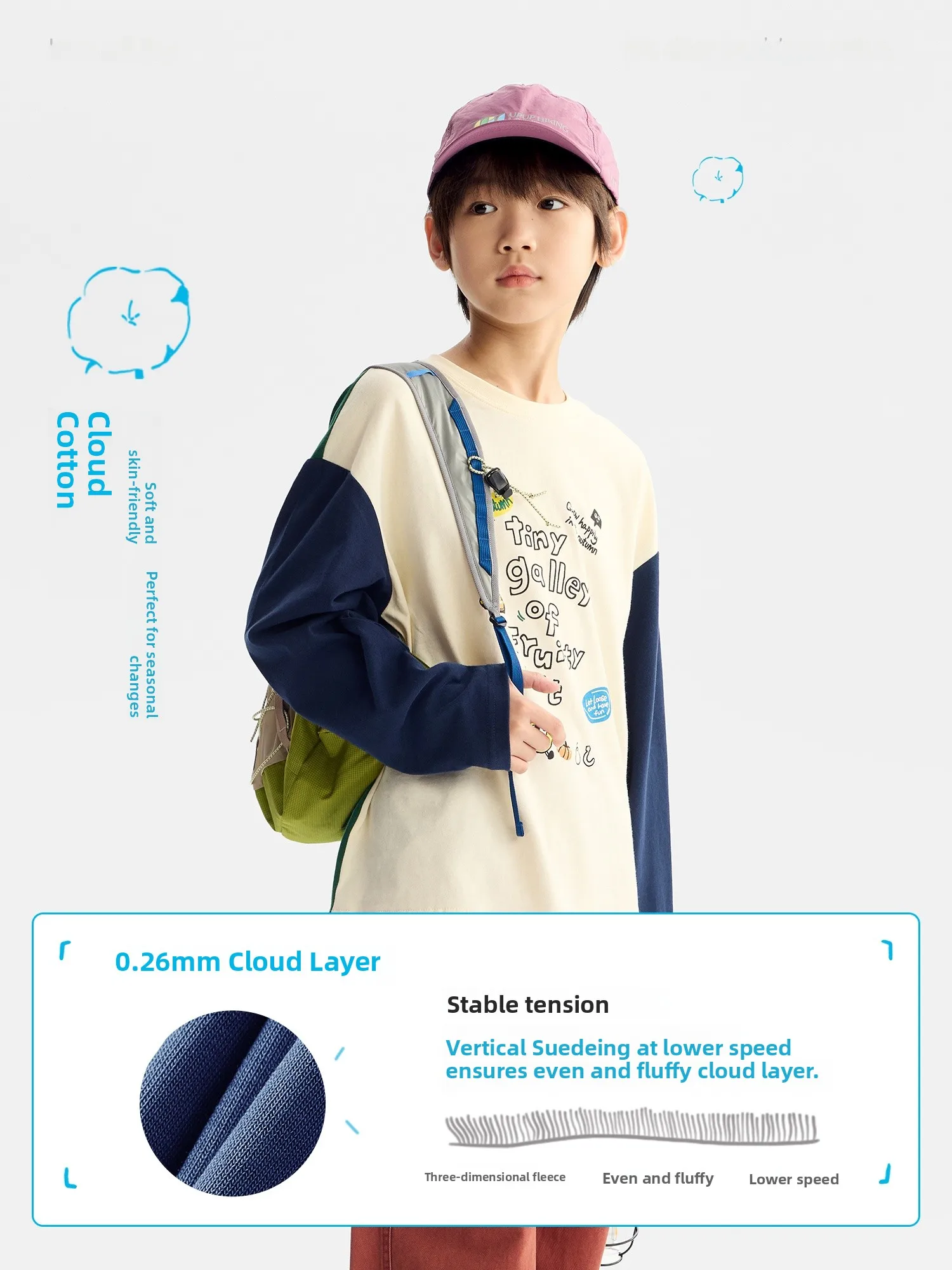 Purrfect Diary Kids' Casual Cotton T-shirt Long Sleeve Printed Top for Boys And Girls Comfortable Breathable Autumn Wear