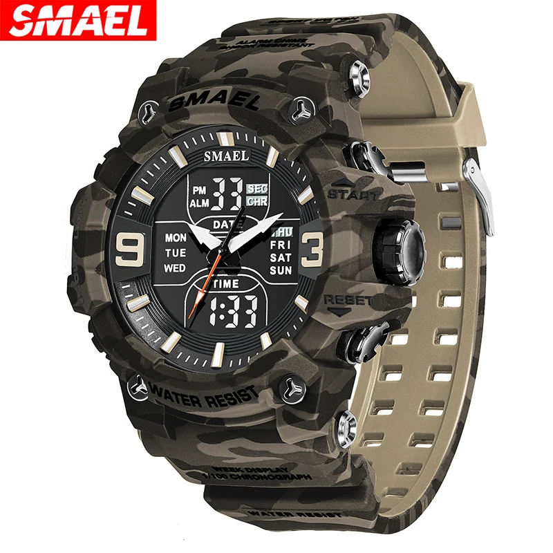 SMAEL 8049 Men's Electronic Watch Outdoor Waterproof Camouflage Luminous Sports Mountaineering Fashion Digital Watches for Man