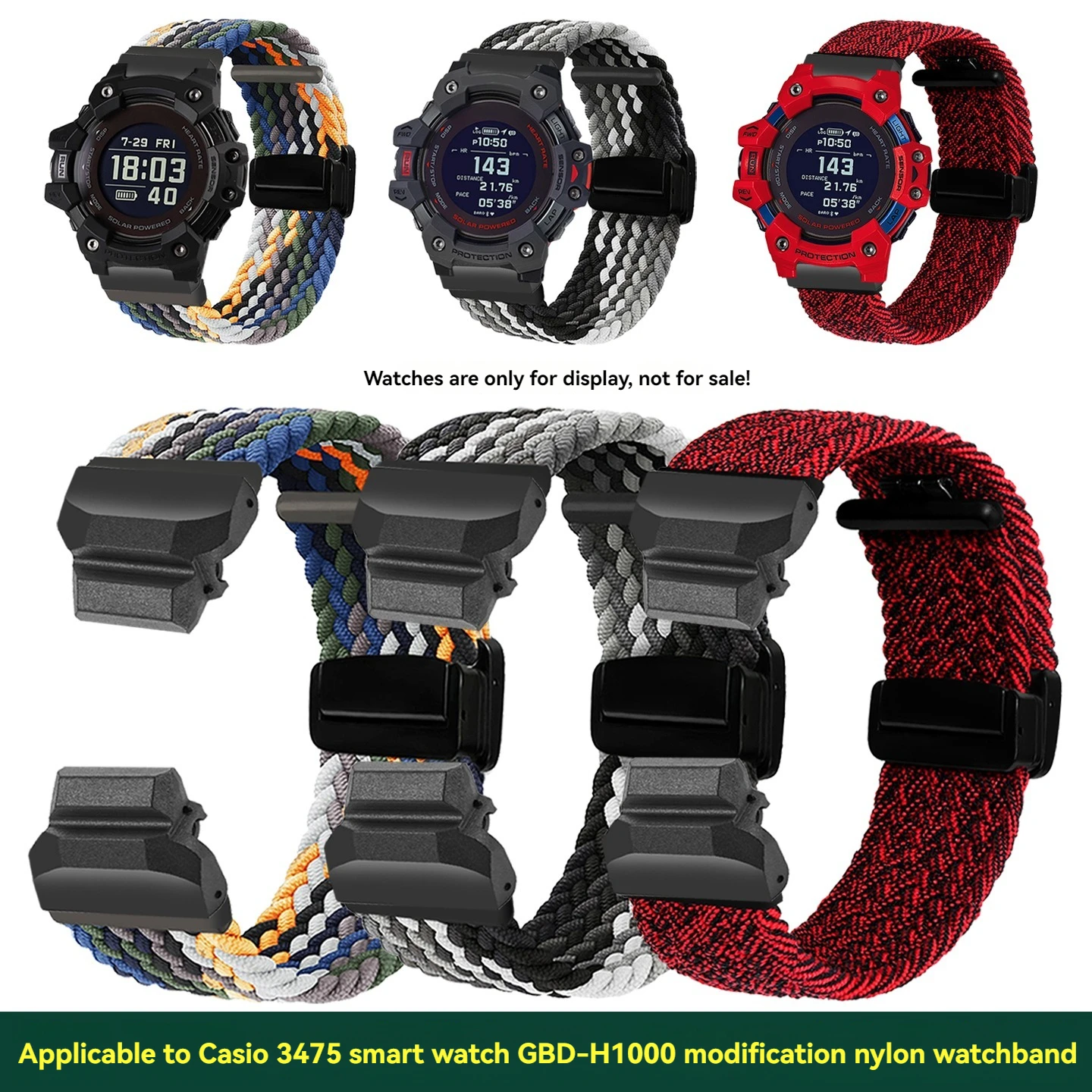 حزام ساعة رياضي من النايلون gbd-h1000 لساعة G-SHOCK Casio الذكية 3475 GBD-H1000 سلسلة حزام ساعة قماش رياضي معدل 22 ملم