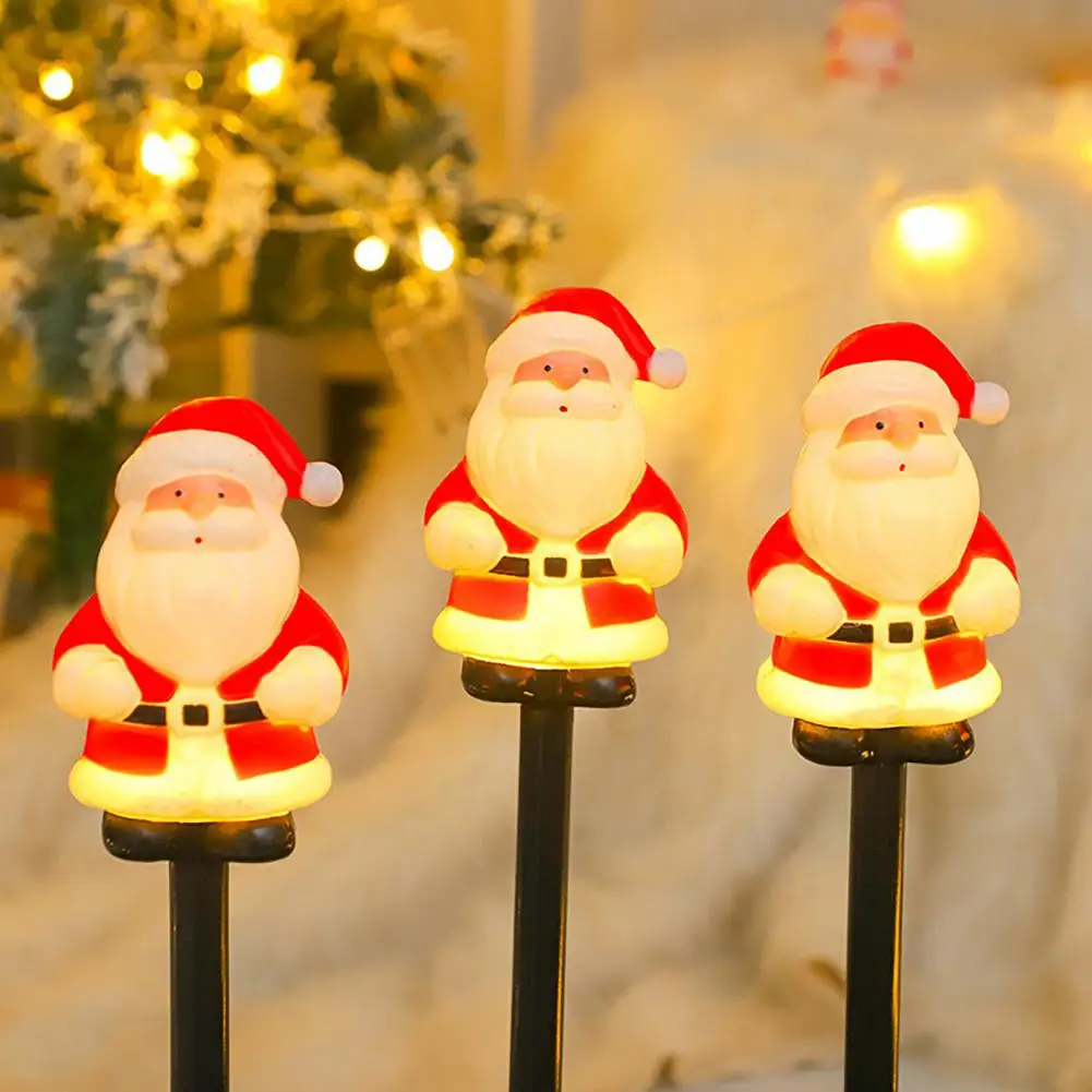 Juego de 5 luces navideñas solares con forma de Papá Noel, luces navideñas LED con energía solar para decoración de jardín y patio al aire libre para la parte delantera