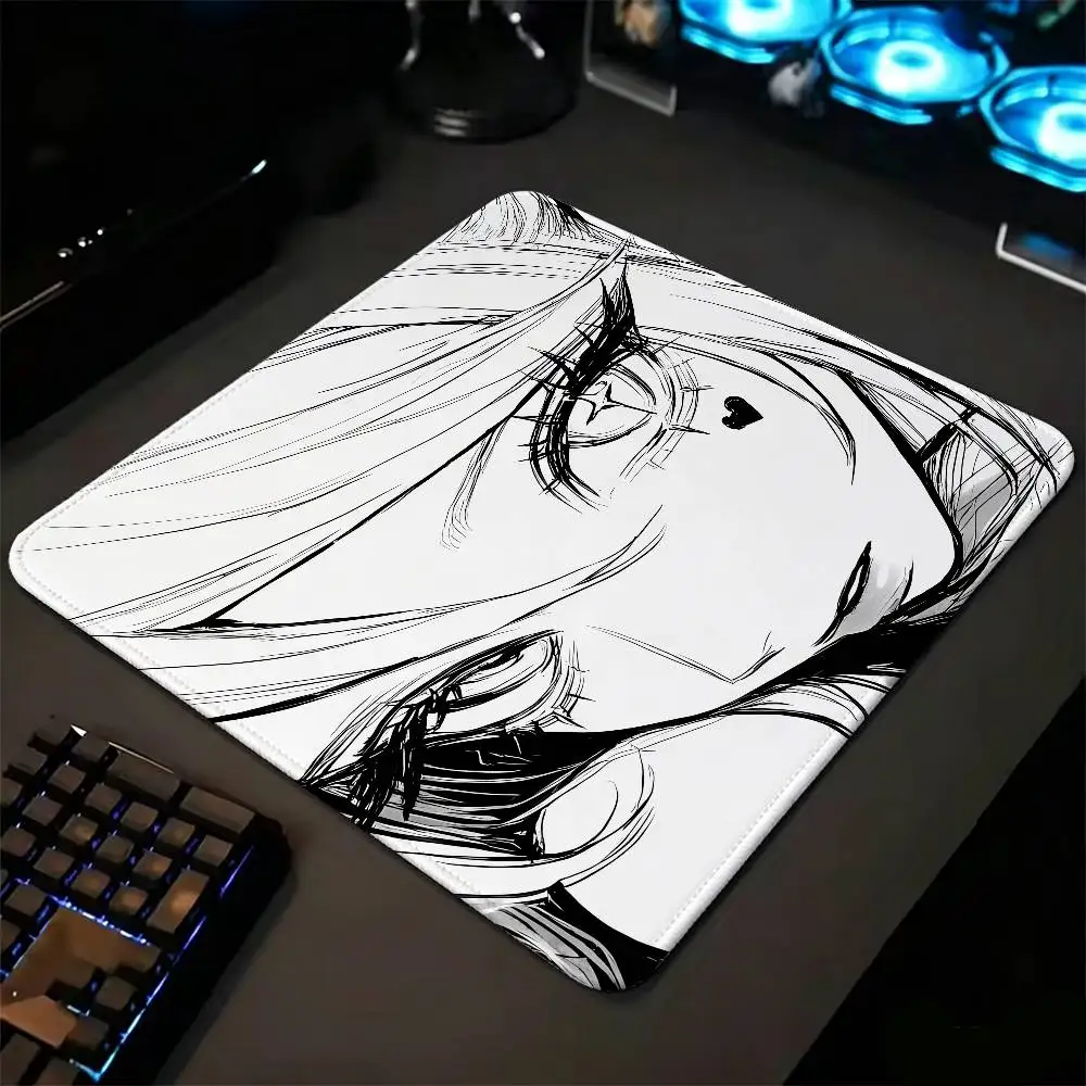 Anime Girl Eyes Mouse Pad Pop Art Grid Desk Mat Multi Color Manga Face Close Up Heart Pupil Gaming Mousepad Aesthetic Office