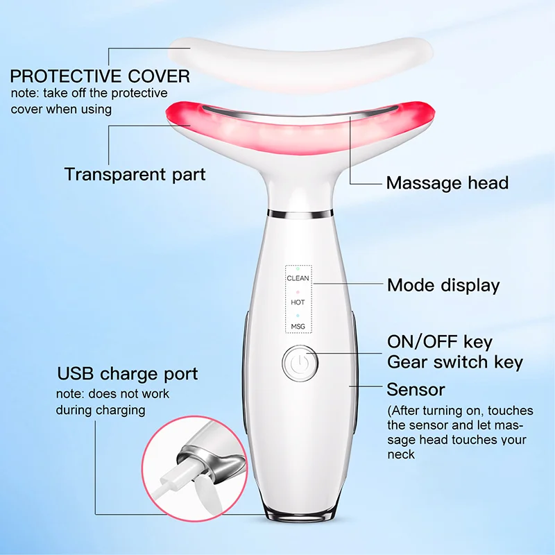 جهاز تجميل الوجه والرقبة EMS مكركرنت آلة شد الوجه الاهتزاز LED مدلك الوجه مزيل الذقن المزدوج أدوات العناية بالبشرة #3