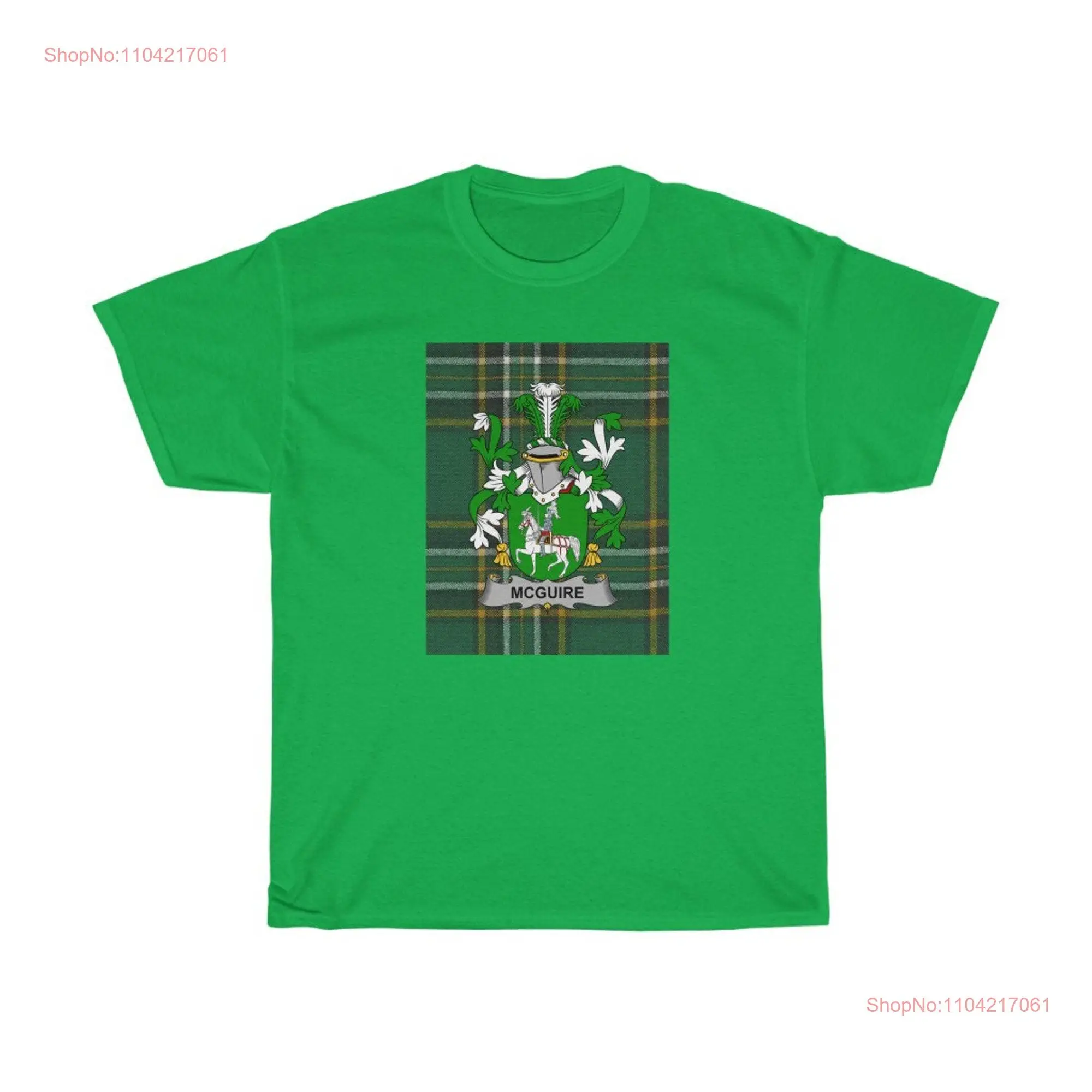 McGuire Coat Of Arms Irish T Shirt Family Name ancestry Ireland  long or short sleeves