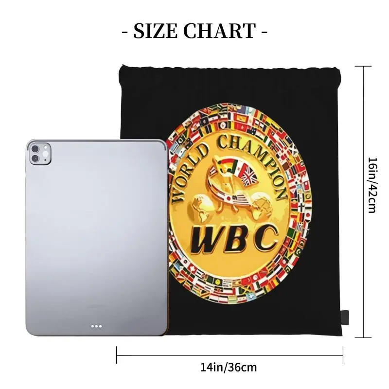 Wbc Boxing Championship Drawstring Bags Gym Bag Portable 3d Printing