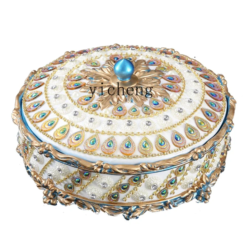 L7-14 living room household grid with lid candy box melon seed plate nut snack box coffee table ornament