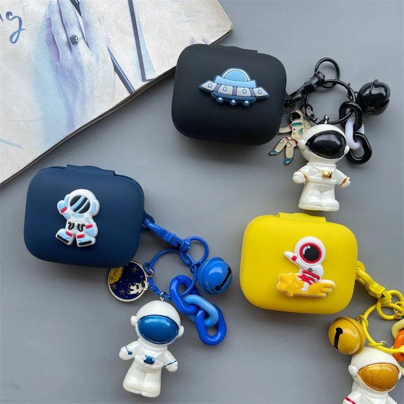 لطيف الكرتون رائد الفضاء سماعة واقية ل Shokz ، مفتوحة صالح لينة سماعة حماية غطاء مع قلادة جميلة ، كوكب