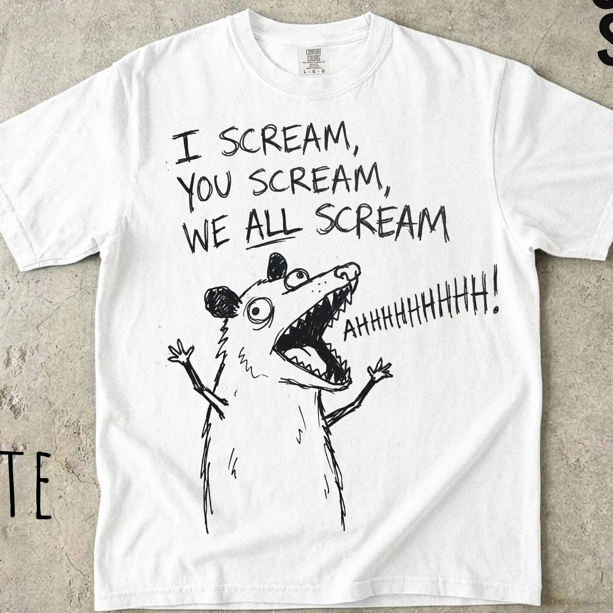 I Scream You Scream We All Scream Comfort Colors Shirt Funny Opossum Tee, Dark Humor Tee, Weird Unhinged Shirt, Possum Shirt