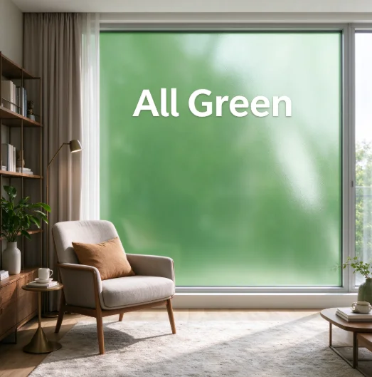 All Green Window Tint Roll PET Material One Way Privacy Heat Rejection Anti Glare Solar Control For Household Automotive Window