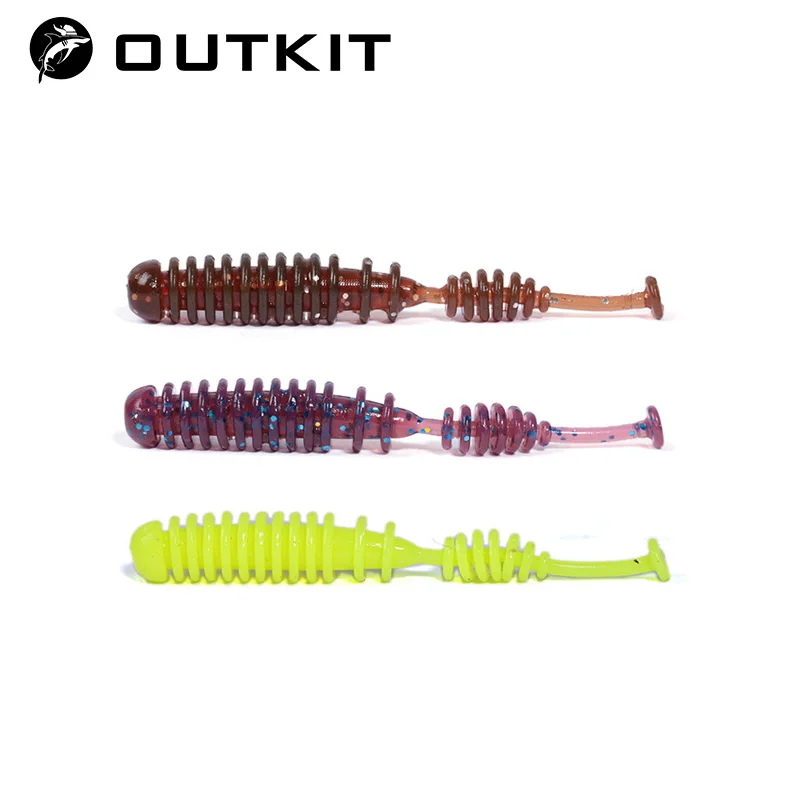 OUTKIT 10pcs 4.2cm Fishing Soft Worm Lures Pin Tail Ice Fishing Bait Soft Polaris Sinking Lure Pesca Silicone Fishing Tackle