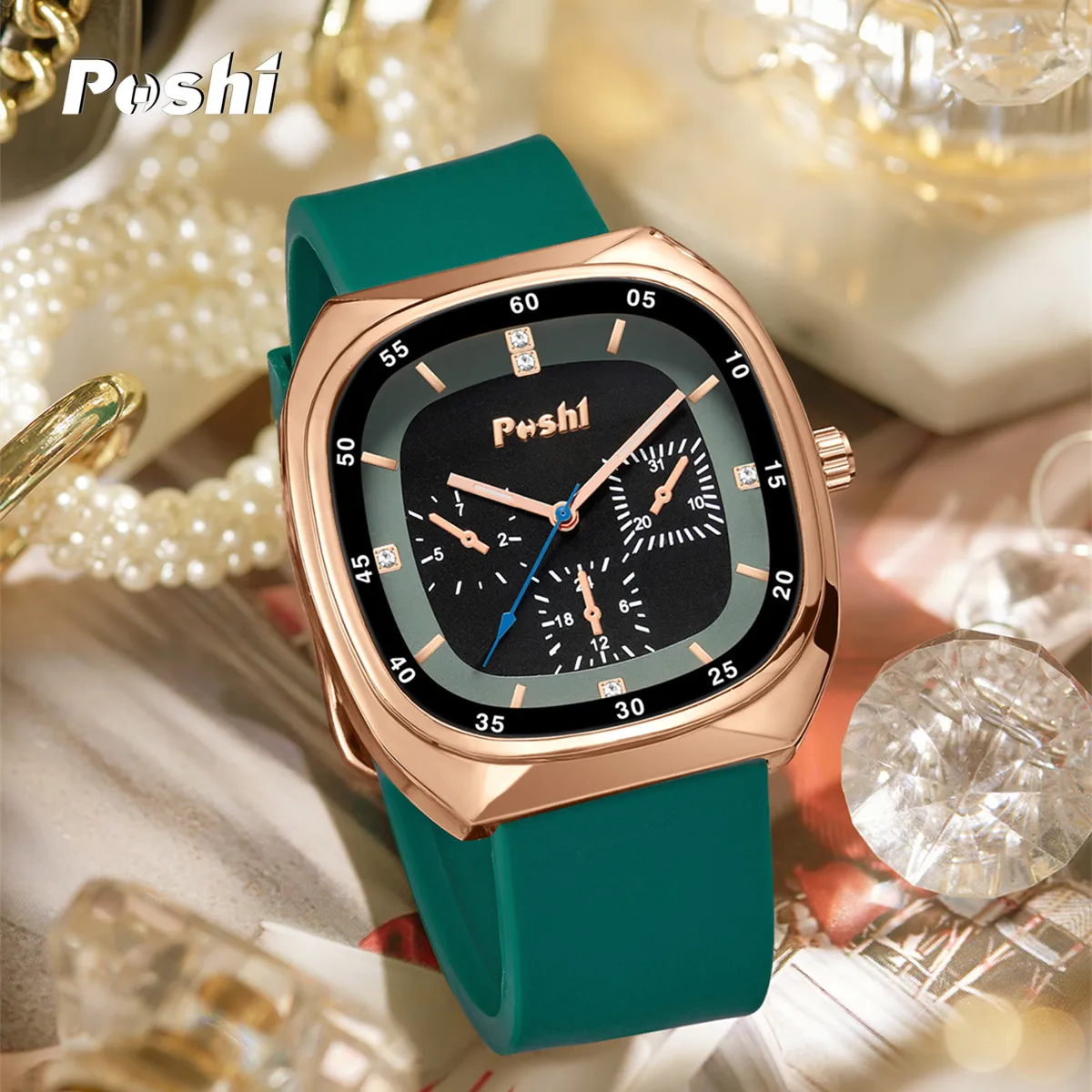 POSHI 959 Quartz Watch Fashion Casual Ladies Dress Bracelet Top Sale Women\'s Wathes Silicone Strap The Best Gift with Box