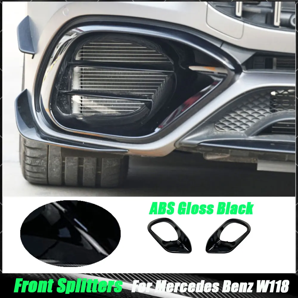 

ABS Gloss Black Front Bumper Lip Air Vent Covers Trims Fins Splitters Flaps for Mercedes Benz W118 C118 CLA45 AMG 2020+