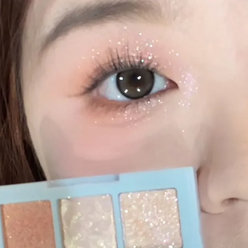 Snowflake 9Color Eyeshadow Palette Glitter Pearl Eyes Makeup Palette Champagne Highlights Cool Tone Charming Compact Eyeshadow