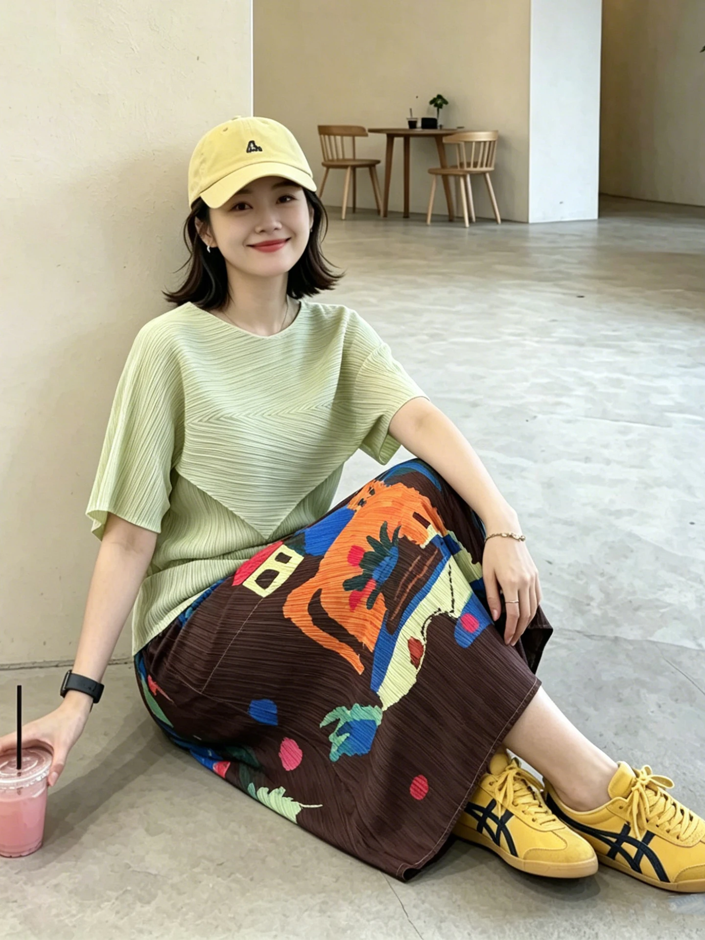 

Fashionable Floral Print Pleated Skirt Two-Piece Set Women's Summer Retro High Fashion Sensation Ensemble Casual Wear