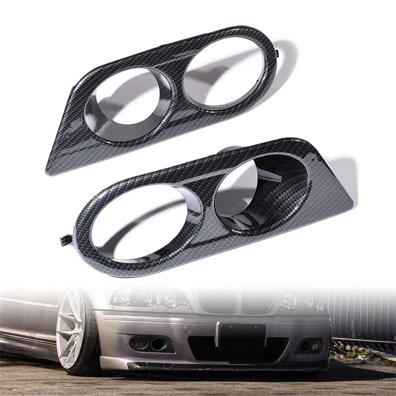 

1 Pair For BMW E46 M3 2001 2002 2003 2004 2005 2006 Carbon Fiber Fog Light Grill CoverFrame Surrounds Air Duct Fog Lamp Hood