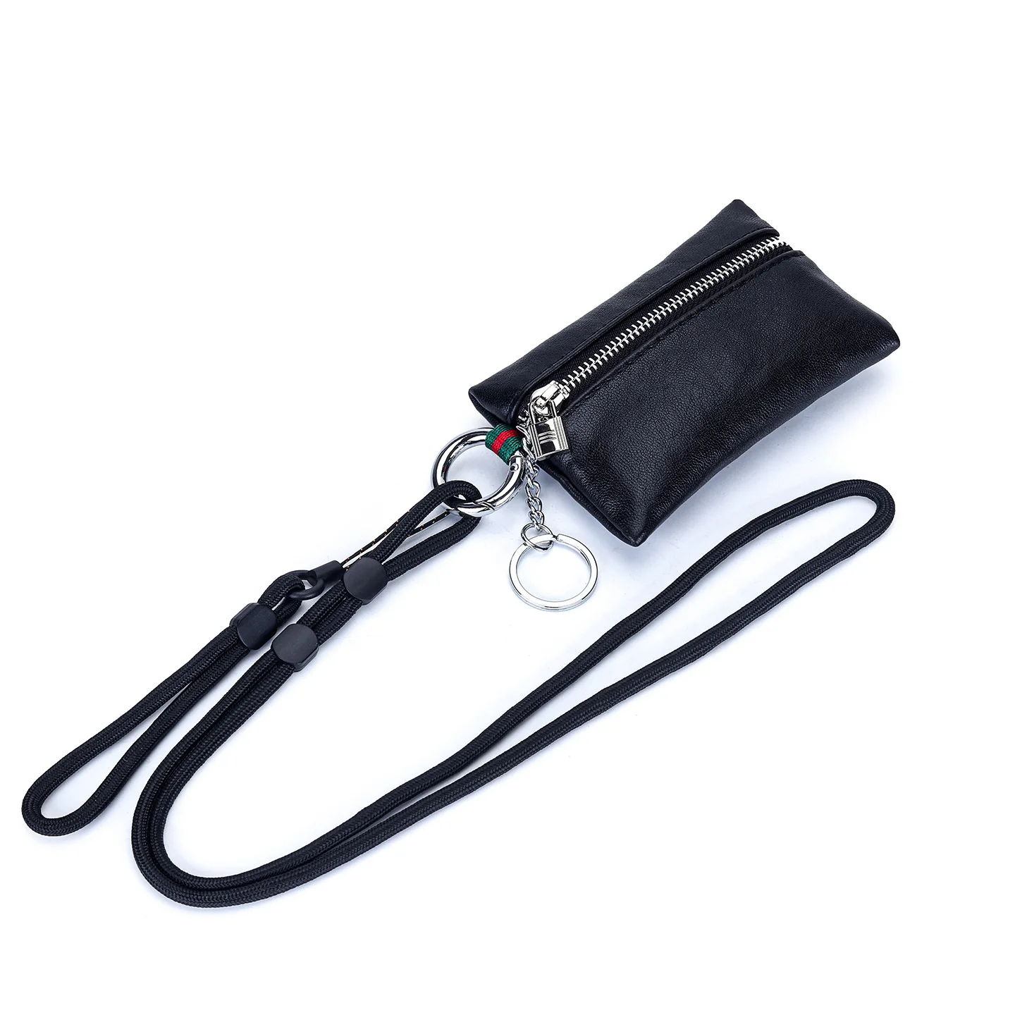 

2026 New Style Zipper Coin Purse Genuine Leather Neck Lanyard Wallet Brand Keychain Card Compact Mini Organizer Pouch Wallet