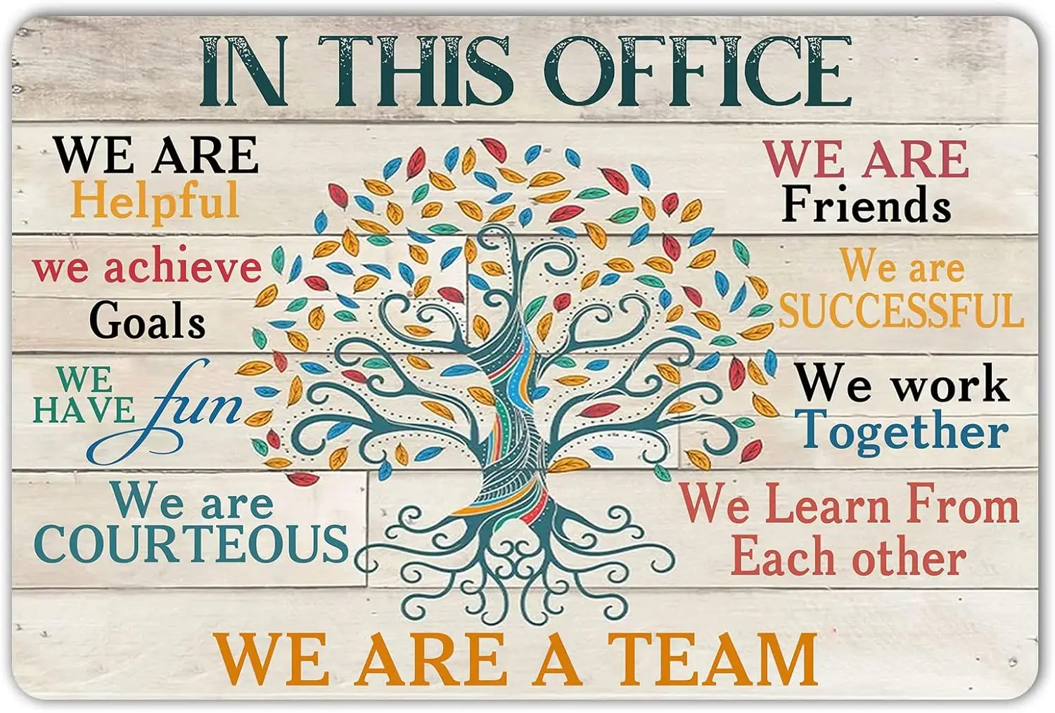 HYBLOM In This Office We Are A Team Inspirational Wall Art Positive Modern Metal Tin Signs Decor Poster 8x12 Inch