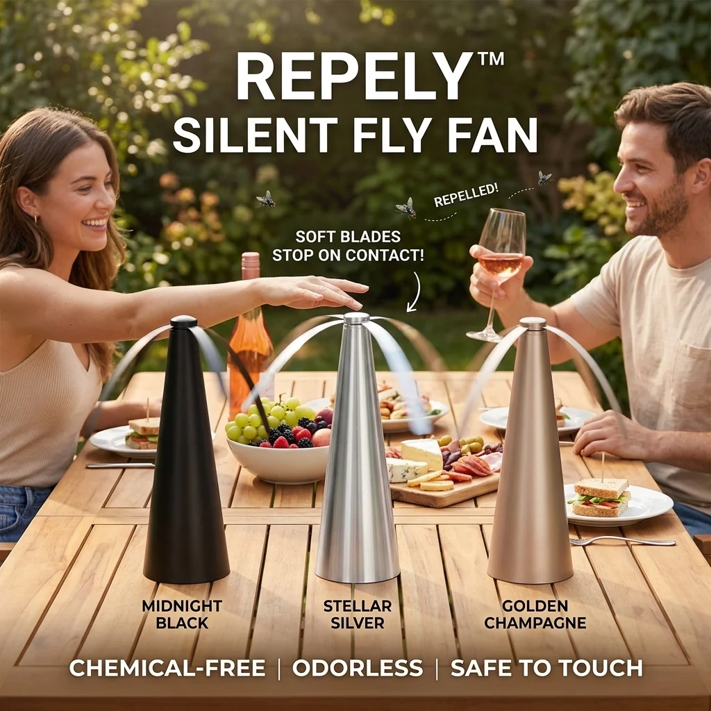 USB-Kabel/Trockenbatterie Outdoor Multifunktionaler Fliegenschutz 360 ° Rotations-Ventilator für Lebensmittel, Camping, BBQ, gegen Mücken und Fruchtfliegen – Detail 1