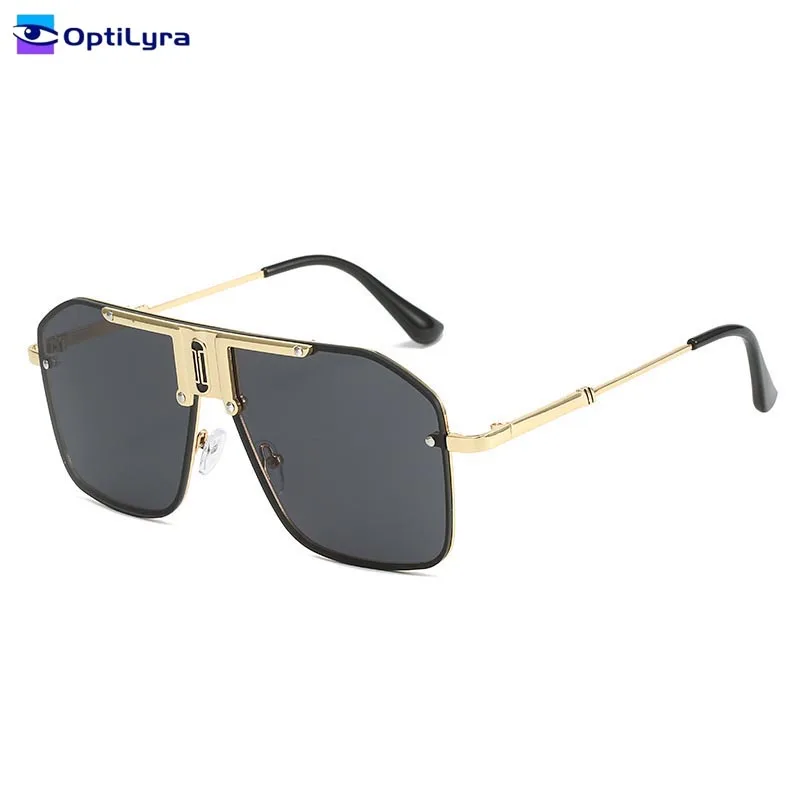 

OptiLyra Brand Fashion Trend Sunglasses Oversized Square Metal Frames UV400 Sunshade And Sun Protection Sunglasses