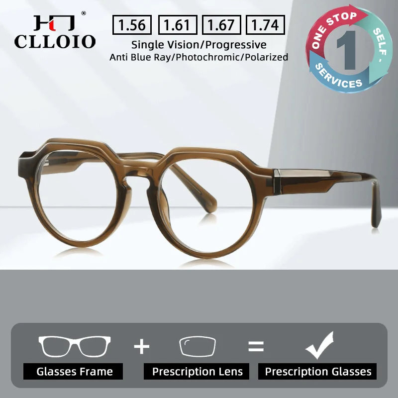 CLLOIO Classic Everyday Wear Minimalist Prescription Glasses Blue Light Blocking Myopia Glasses TR90 Progressive Reading Eyewear