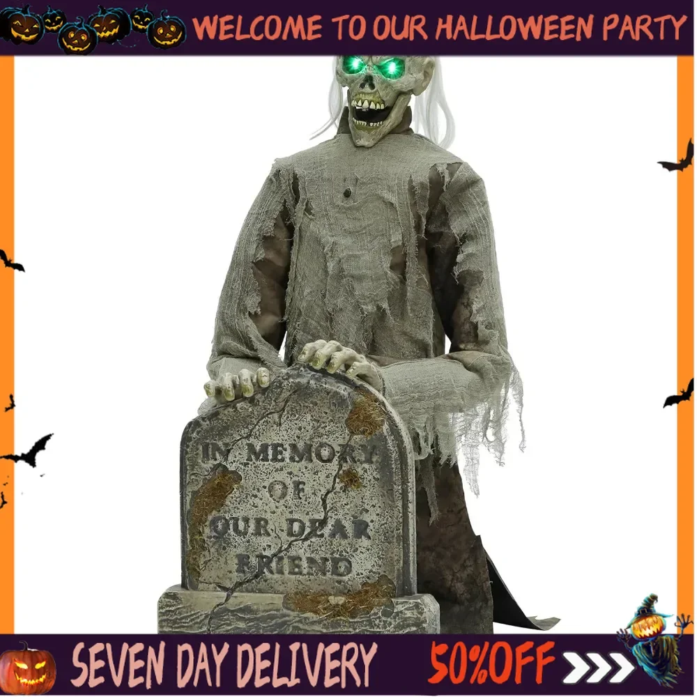 

Spirit Halloween 3 Ft. Gravestone Ghoul Animatronic | Decorations | Animated | Halloween Décor